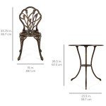 3-Piece Copper Outdoor Bistro Set with Tulip Design