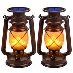 Vintage Solar Lanterns with Dancing Flame - 2 Pack
