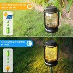 4 Pack Solar Hanging Lanterns with Stakes