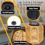 Solar Lanterns 2-Pack: Waterproof Rattan Hanging Lights