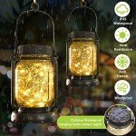 4 Pack Solar Hanging Lanterns with Stakes