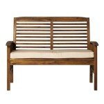Modern Acacia Wood Patio Loveseat with Cushions