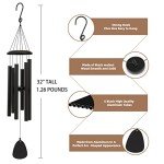 Large Deep Tone Outdoor Wind Chimes - Black