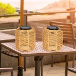 Solar Lanterns 2-Pack: Waterproof Rattan Hanging Lights