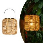 Solar Lanterns 2-Pack: Waterproof Rattan Hanging Lights