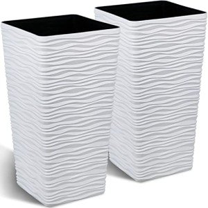 Tall White Planter Pots - 2-Pack Set