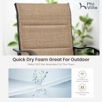 PHI VILLA Outdoor Swivel Bar Stools - Set of 2