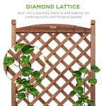 Wood Planter Box Set with Diamond Lattice Trellis