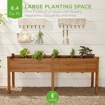 Elevated Wooden Garden Bed with Divider Panel