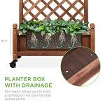 Wood Planter Box Set with Diamond Lattice Trellis