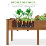 Elevated Wooden Garden Bed with Divider Panel