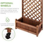 Wood Planter Box Set with Diamond Lattice Trellis