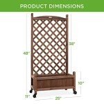 Wood Planter Box Set with Diamond Lattice Trellis