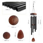 Large 37-Inch Outdoor Wind Chimes - Black