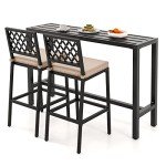 3-Piece Outdoor Bar Table and Stool Set