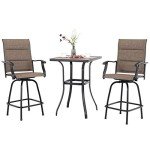 3-Piece Outdoor Swivel Bar Stool Set