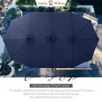 15 ft Solar Lighted Patio Umbrella with Base