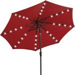 9FT LED Solar Patio Umbrella - Red