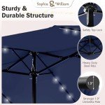 15 ft Solar Lighted Patio Umbrella with Base