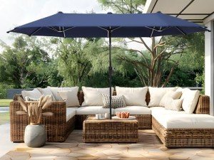 Navy Blue 13ft Double-Sided Patio Umbrella