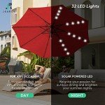 9FT LED Solar Patio Umbrella - Red