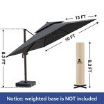 Large 10x13FT Cantilever Patio Umbrella with 360° Rotation