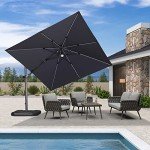 10ft Solar LED Patio Umbrella with 360° Rotation
