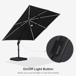 10ft Solar LED Patio Umbrella with 360° Rotation