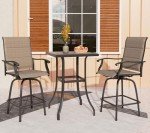 3-Piece Outdoor Swivel Bar Stool Set