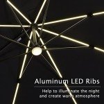 10ft Solar LED Patio Umbrella with 360° Rotation