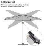 10ft Solar LED Patio Umbrella with 360° Rotation