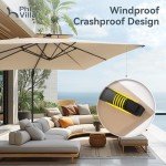 Beige 9'x12' Outdoor Cantilever Patio Umbrella
