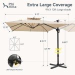 Beige 9'x12' Outdoor Cantilever Patio Umbrella