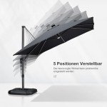 10ft Solar LED Patio Umbrella with 360° Rotation