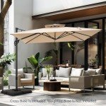 Beige 9'x12' Outdoor Cantilever Patio Umbrella