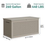YITAHOME XXL 260 Gal Outdoor Storage Box (Brown)