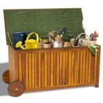 Wooden Outdoor Deck Box with Wheels - 57 Gallon