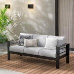 Wisteria Lane Outdoor Aluminum Sofa with Grey Cushions
