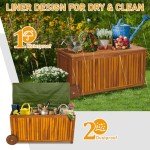 Wooden Outdoor Deck Box with Wheels - 57 Gallon