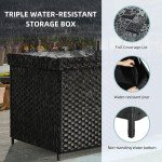 XXL Wicker Deck Box for Outdoor Storage - Black