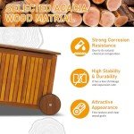 Wooden Outdoor Deck Box with Wheels - 57 Gallon