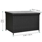 XXL Wicker Deck Box for Outdoor Storage - Black