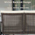 Wicker Backrest Patio Sofa with Cushions