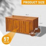 Wooden Outdoor Deck Box with Wheels - 57 Gallon