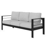 Wisteria Lane Outdoor Aluminum Sofa with Grey Cushions