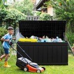 Large Outdoor Storage Deck Box - Weatherproof Black