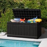 Large Outdoor Storage Deck Box - Weatherproof Black