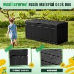 Large Outdoor Storage Deck Box - Weatherproof Black