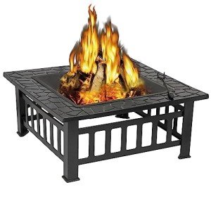 ZENY 32-Inch Outdoor Square Fire Pit Table