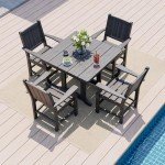 Pamapic 5-Piece Outdoor Dining Set with Umbrella Hole